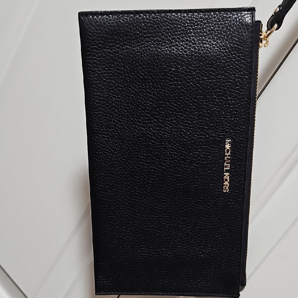 Michael Kors Black Pebbled Leather Wristlet